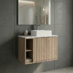 800 Cabinet with Fluted Door & Side Storage - 800w x 500h x 389d