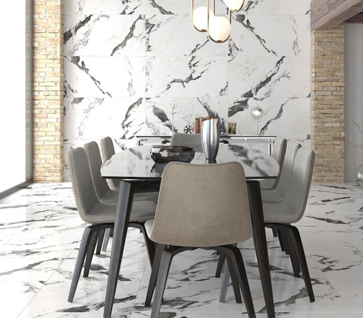 13 Panda Marble Gloss White Porcelain Floor Tiles 60 x 120 CM - Image 1