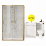 Zephyr Brushed Brass Rectangle Shower Enclosure 1100mm