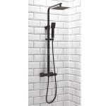 Orce Black Square Rigid Riser Shower with Adjustable Rigid Riser