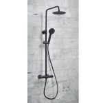 Orce Black Round Rigid Riser Shower with Adjustable Rigid Riser