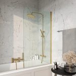 Radius Edge 6mm Thick Bath Screen 1400 x 800 Brushed Brass