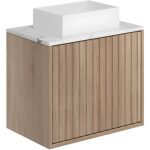 600 Cabinet with Fluted Door with White Counter Top Basin - 580w x 500h x 389d