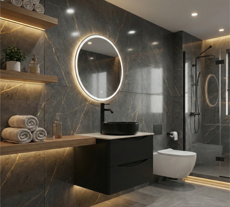 4 Elsa 600 Wall Hung Vanity Units Double Drawer with Worktop - Image 1