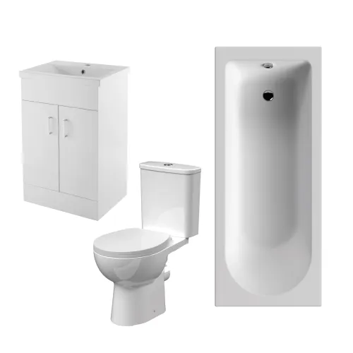 Single Ended Bath 1700mm x 700mm With 500mm Vanity, Pan and Cistern