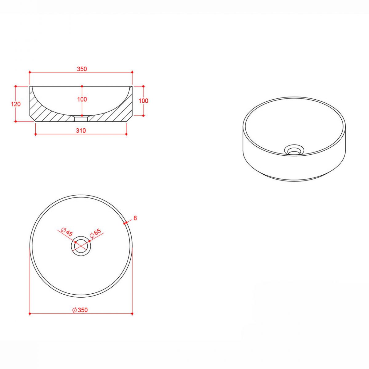 Escato Round Marble Basin - Image 2