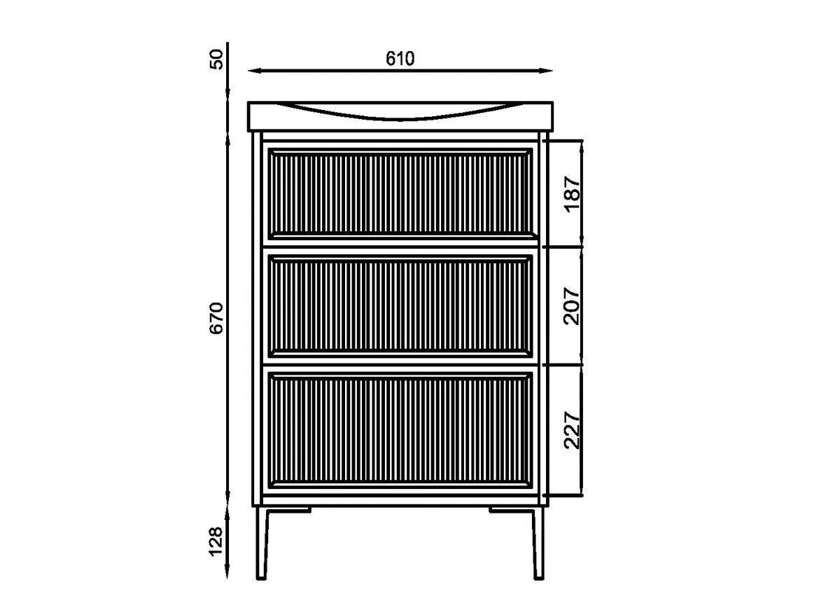 600 Freestanding Fluted Cabinet & Basin Stone - Image 4