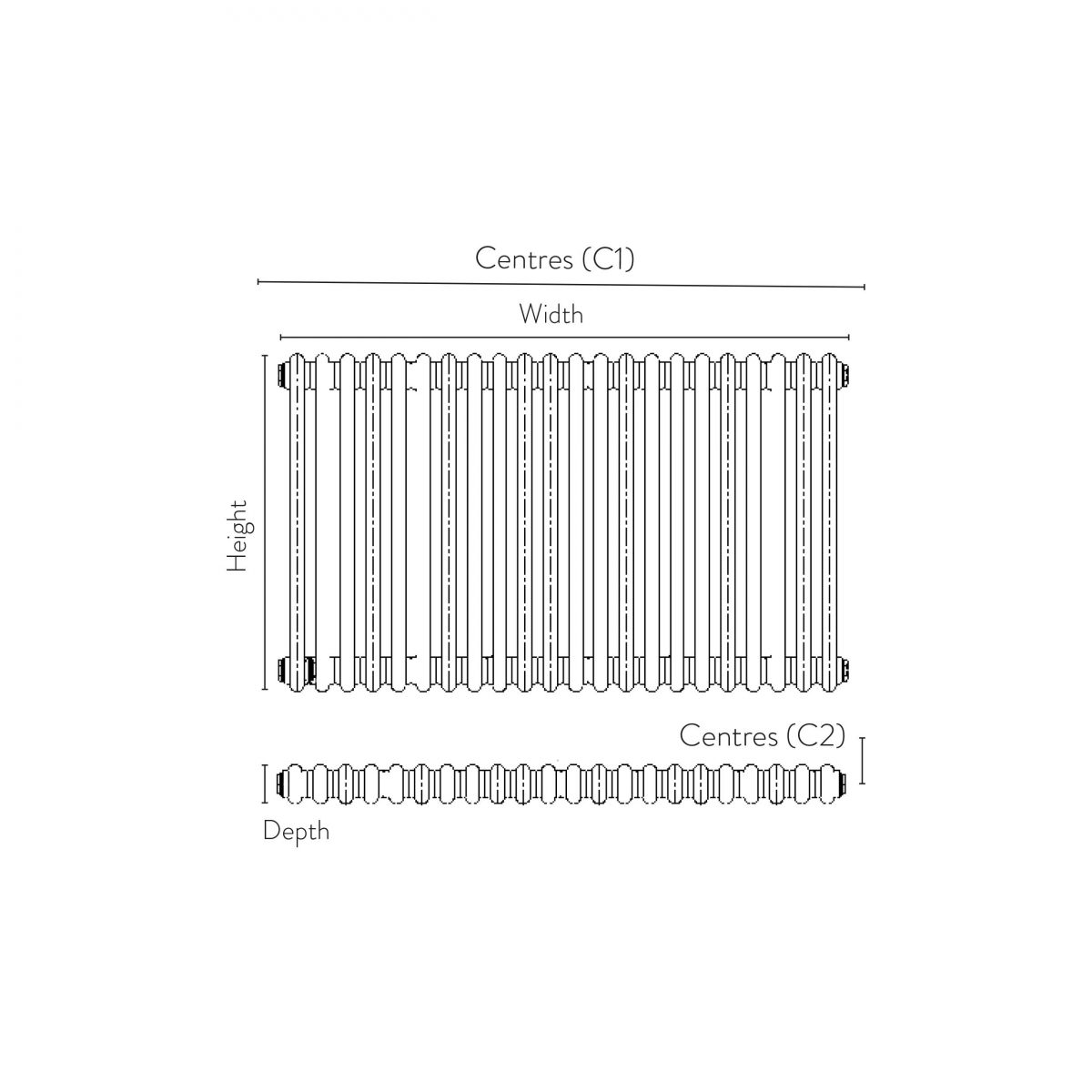 Newcastle Towel Radiators 3 Column Towel Rail 600h x 1190w x 70d mm - Image 5