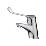 Sequential thermostatic basin mixer