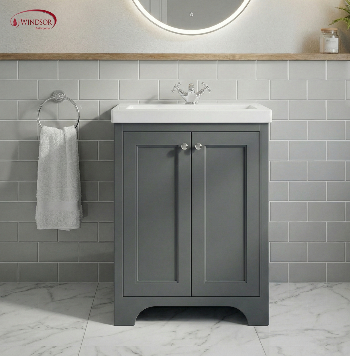 a1 Wick 600 Floor Cabinet with Basin - Image 1